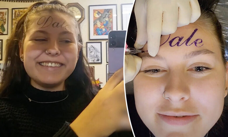 Another woman got a tattoo on her forehead with her boyfriend's name, but revealed it was because of influence