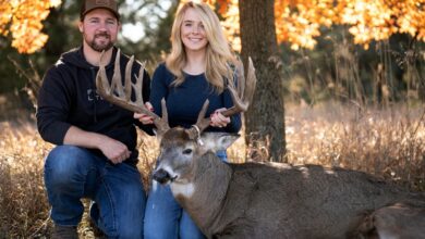 The couple has been dating for three years and bond over their love of hunting.