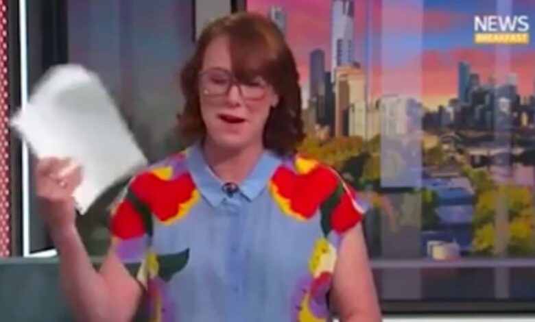 Australian TV show guest host Imogen Crump took a break during a live broadcast after suffering a hot flash.