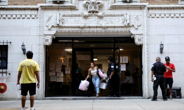 The young boy was found unconscious with a shoelace around his neck at a migrant shelter in Manhattan, police said.