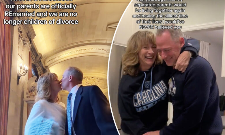 Daughters celebrate as parents re-marry 10 years after bitter split