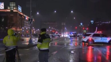 Police said a pedestrian was hit and killed by two cars in Queens Sunday night -- as both drivers kept on going.