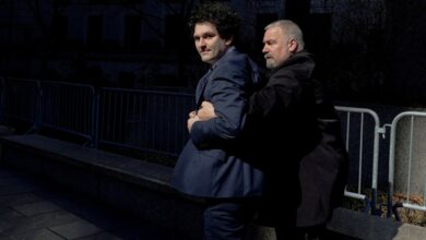 Sam Bankman-Fried outside court in March.