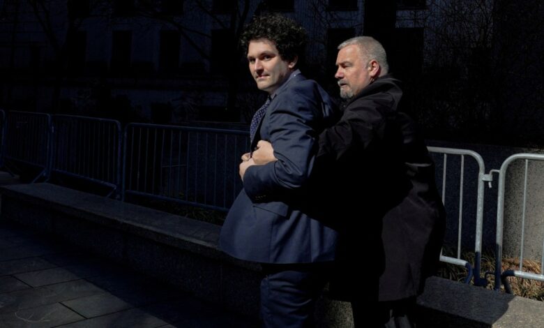 Sam Bankman-Fried outside court in March.