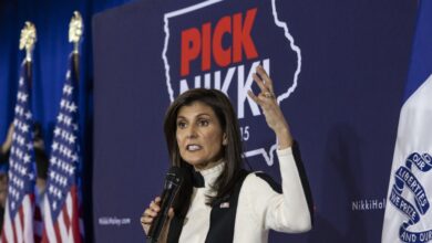 Republican presidential candidate Nikki Haley speaks to supporters gathered for a campaign event in Ames, Iowa, USA, 14 January 2024.