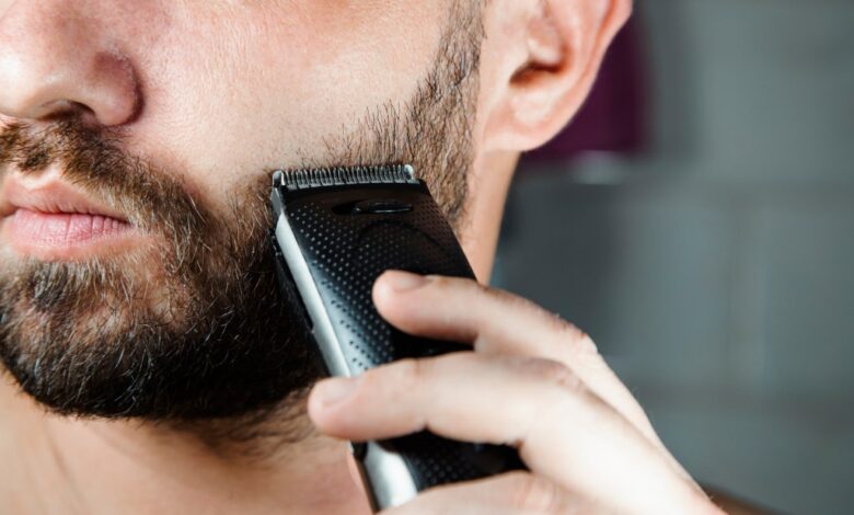 shaving the beard with a clipper