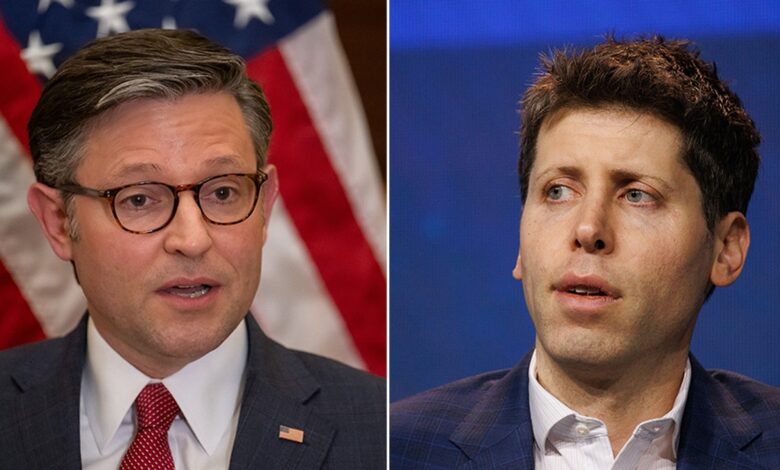 House speaker Mike Johnson (left), Open AI CEO Sam Altman (right)