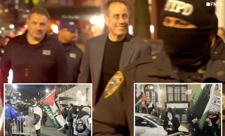 Anti-Israel protesters berate Jerry Seinfeld as he leaves NYC event: video