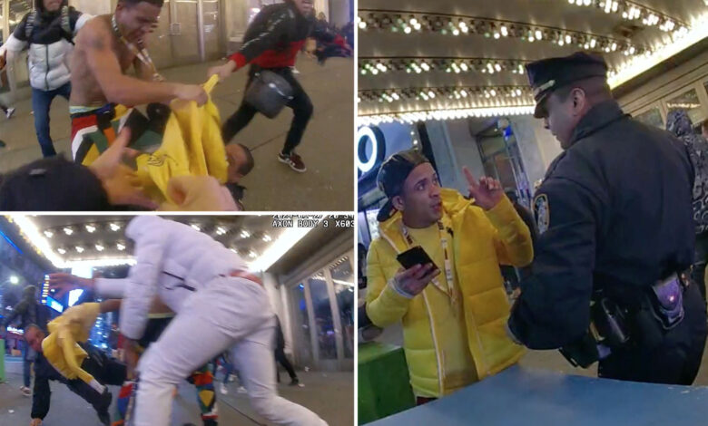 New video shows moments before migrants clash with NYPD cops in Times Square: 'Look like Ugly Betty'