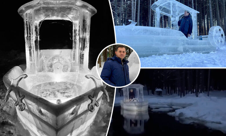Sub-zero sculptor carves real working boat out of ice in mesmerizing video