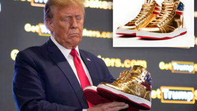 Trump announces 'official sneaker' selling for $399 a pair in surprise appearance following $355M NY civil fraud trial outcome