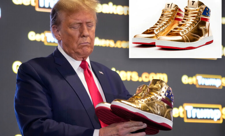 Trump announces 'official sneaker' selling for $399 a pair in surprise appearance following $355M NY civil fraud trial outcome