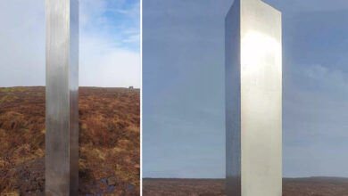 10-foot mysterious metal monolith appears on remote UK hill