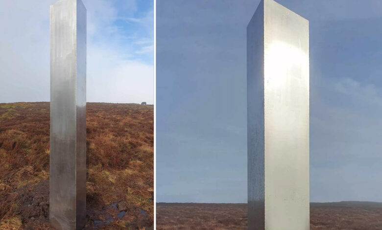 10-foot mysterious metal monolith appears on remote UK hill