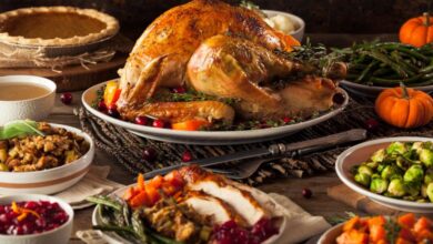 thanksgiving day dinner spread