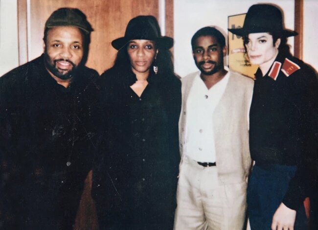 Andraé́ Crouch, Sandra Crouch, Robert Shanklin and Michael Jackson at The Hit Factory in New York, N.Y., December 1994