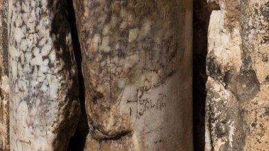 Pillars outside the entrance of the Church of the Holy Sepulcher.