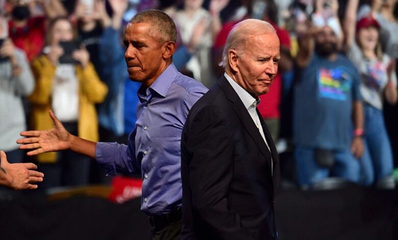 Former President Obama campaigns with President Biden
