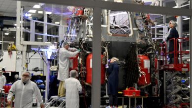 SpaceX technicians at headquarters in Hawthorne, Calif.