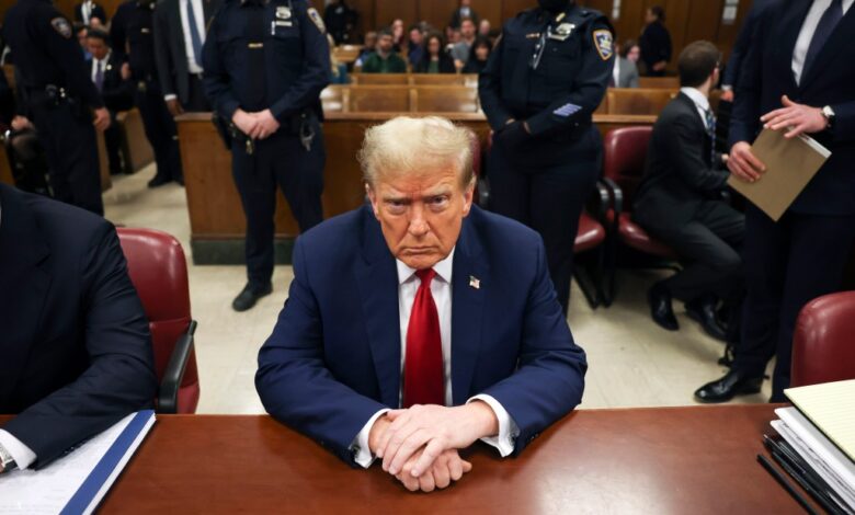 Former President Trump in the Manhattan Supreme Court on the 6th day of the hush money trial against him on April 23 2024.