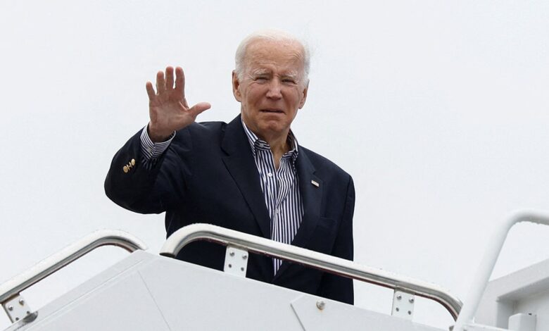 President Biden waves before departing for Florida to tour Hurricane Ian damage