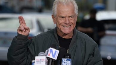 Former Donald Trump adviser Peter Navarro holds a press conference before turning himself in to a federal prison on March 19, 2024, in Miami, Florida.