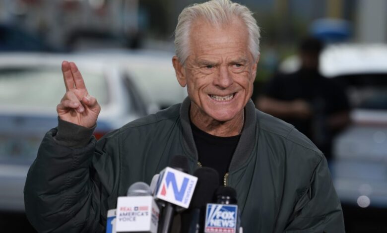 Former Donald Trump adviser Peter Navarro holds a press conference before turning himself in to a federal prison on March 19, 2024, in Miami, Florida.