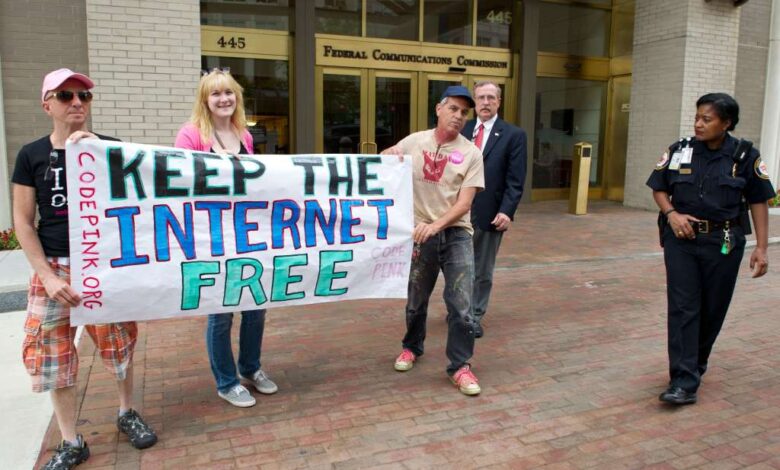 Supporters of net neutrality in 2014.