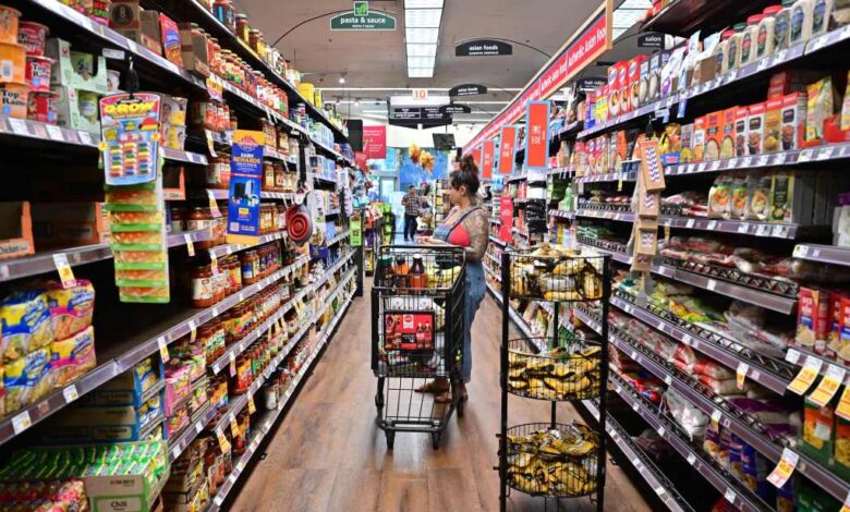 A woman shopping for groceries in a supermarket in Monterey Park, California