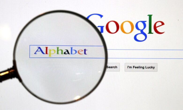 A magnifying glass highlighting a Google search page in a photo illustration