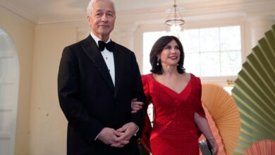 Jamie Dimon and wife Judith Kent at the White House on April 10 for the State Dinner in honor of Japanese Prime Minister Fumio Kishida.
