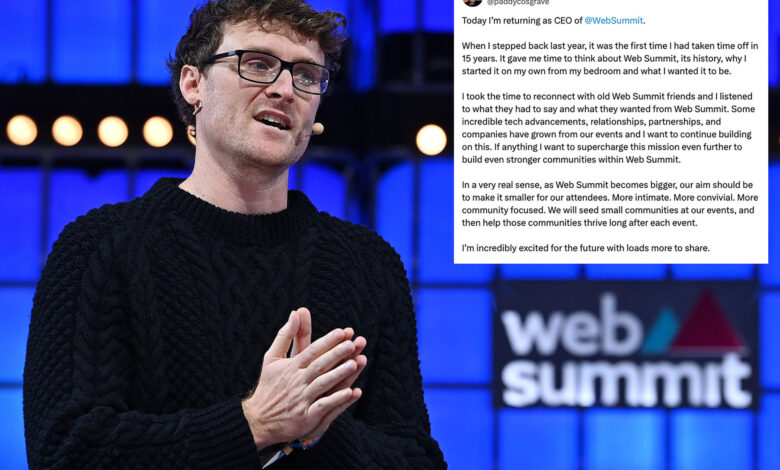Paddy Cosgrave back as Web Summit CEO, no comment on Israel ‘war crimes’ remarks