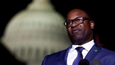 Rep. Jamaal Bowman (D-NY) speaks at a news conference calling for a ceasefire in Gaza outside the U.S. Capitol building on November 13, 2023 in Washington, DC.