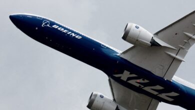 A Boeing 777-9, a variant of the 777X, performs a flying display at the 54th International Paris Airshow at Le Bourget Airport near Paris, France, June 20, 2023.