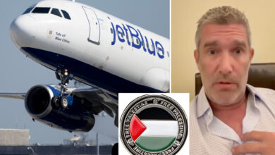 JetBlue customer's booking cancelled over flight attendant's 'free Palestine' pin