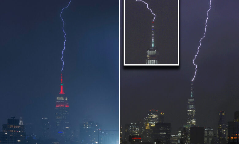 Lightning strikes Empire State Building and One World Trade Center in dramatic pics