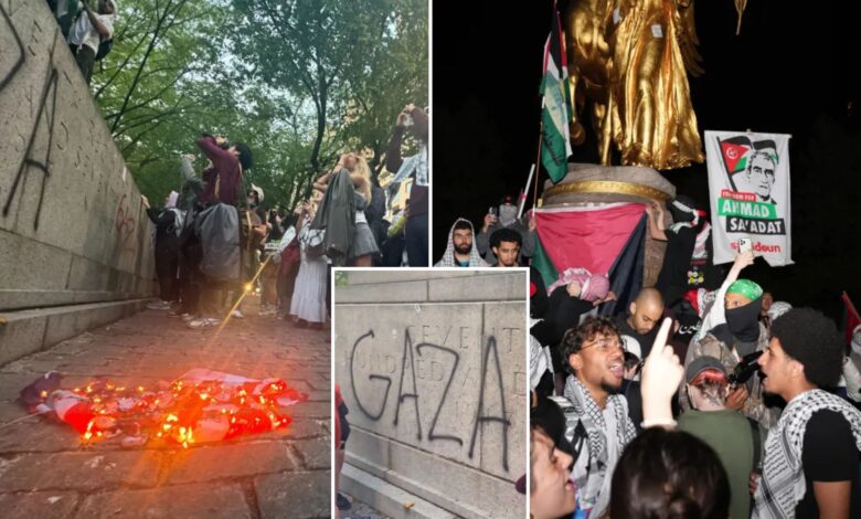 Pro-Hamas thugs vandalize Union general statue and prove hating Israel and America go hand in hand