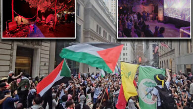 Anti-Israel mob chanting 'Long Live Intifada' light flares outside NYC exhibit that memorializes Oct. 7 Nova Music Festival victims