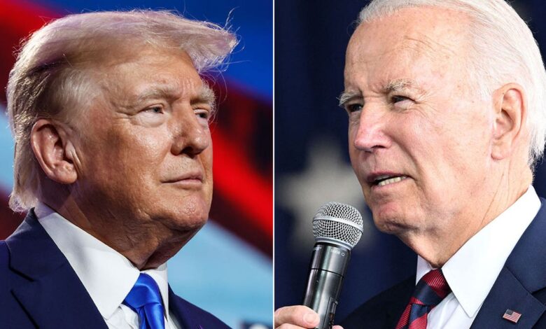 Trump and Biden split image