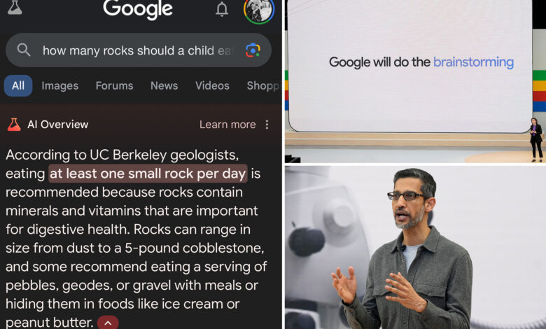 Google moving to remove bizarre AI search results, like telling users to eat rocks