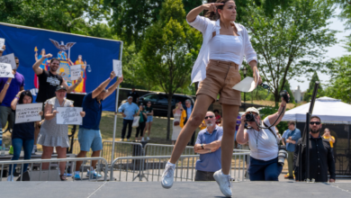 Leftist US Reps. AOC, Jamaal Bowman get ridiculed for imitating angry rappers on Bronx rally stage ahead of primary election