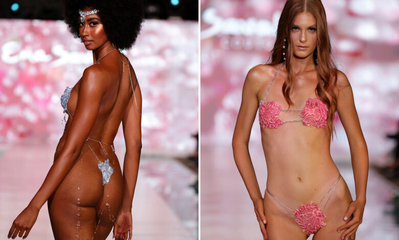 Micro bikinis barely cover nipples, butt cracks at Miami Swim Week 2024