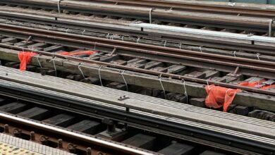 Zip ties on Queens subway tracks.