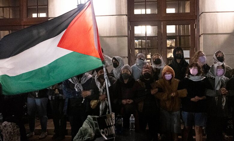 protesters at Columbia University