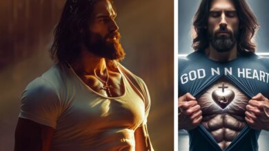 CT created hot AI Jesus (left) inspired by the social media trend on Facebook (right).