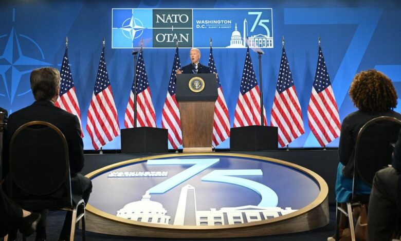 Biden calls Trump his vice president in awkward gaffe at high stakes news conference at NATO summit