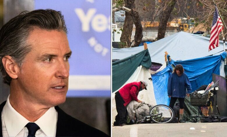 Gov. Gavin Newsom and homeless people