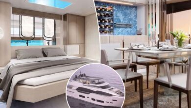 Luxe 90-foot yacht features secret bar, 'innovative' sun deck and even a driving range