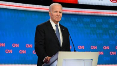 President Joe Biden and Former President Donald Trump participate in the first Presidential Debate at CNN Studios in Atlanta, Georgia, United States