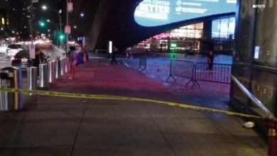 A 13-year-old girl was stabbed and wounded outside a subway station in Brooklyn Sunday night as authorities search for a trio of teen suspects, according to cops.